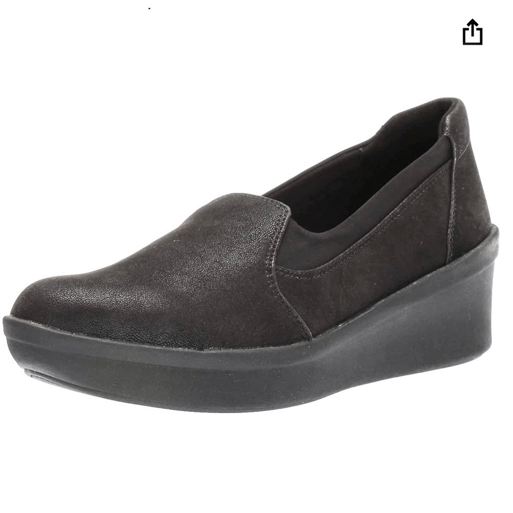 Clarks Cloudsteppers Women's Step Rose Moon Platform black leather size 8.5